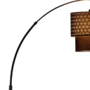 Arched Floor Lamp With Brown Drum Shade - Black