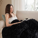 Ruched Fur - Ruched Throw - Black - Madison Park - Throws - Elite Enclave Home