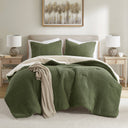 Riordan - Full/Queen Waffle Knit Comforter Set - Olive - Madison Park - Comforters & Sets - Elite Enclave Home