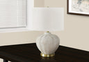 Urn Table Lamp With Ivory Drum Shade - Gold And White - HomeRoots - Table Lamps - Elite Enclave Home