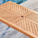 Eucalyptus Slat Wood Straight Outdoor Dining Table With Umbrella Hole - Natural