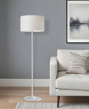 Metal Floor Lamp With White Drum Shade - White - HomeRoots - Floor Lamps - Elite Enclave Home