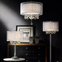 Chic Tall Table Lamp With Crystal Accents And Silver Shade - Silver