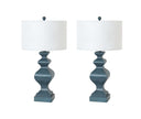 Table Lamps With White Drum Shade (Set of 2) - Distressed Teal