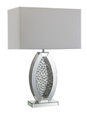 Contemporary Glass Table Lamp With Rectangular Shade - White Silver