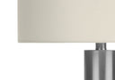 Acrylic Cylinder Table Lamp With Ivory Drum Shade - Silver Metallic - HomeRoots - Table Lamps - Elite Enclave Home