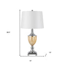 29" Metal Two Light Desk Table Lamps With White Globe Shade (Set of 2) - Silver