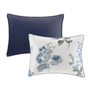 Zennia - King 7 Piece Printed Comforter Set With Throw Blanket - Blue