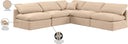 Indulge - Velvet 5 Piece Modular Corner Armless Sectional - Meridian Furniture - Stationary Sectionals - Elite Enclave Home