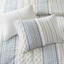 Imani - Cotton Printed Duvet Cover Set With Chenille - White / Navy