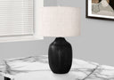 Ceramic Urn Table Lamp With Ivory Drum Shade - Black - HomeRoots - Table Lamps - Elite Enclave Home