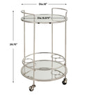 Uttermost Spritz Chrome Bar Cart – polished chrome frame with dual mirrored shelves and rolling casters