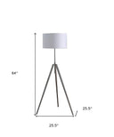 Adjustable Tripod Floor Lamp With White Shade - Chrome - HomeRoots - Floor Lamps - Elite Enclave Home