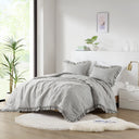 Phoebe - Full/Queen Diamond Quilted Ruffle Edge Comforter Set - Gray