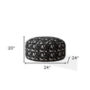 Cotton Round Dog Pouf Cover - Black / White