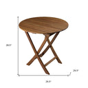 Rounded Solid Wood Folding Outdoor Side Table - Brown