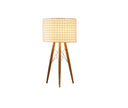 Solid Wood Tripod Lamp With Brown And White Drum Shade - Brown