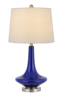 26" Metal Two Light Bedside Table Lamps With White Globe Shade (Set of 2) - Silver