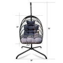 Metal Indoor Outdoor Swing Chair With Slate Gray Cushion - Slate Gray And Black