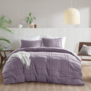 Porter - California King Soft Washed Pleated Duvet Cover Set - Purple