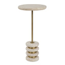 Adames - Travertine Drink Table - Brass / White