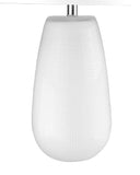 Glass Table Lamp With White Drum Shade - White