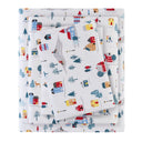 Cozy Flannel - 3 Piece Twin Long Printed Sheet Set - White Village Print