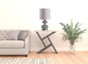 Faux Crystal Double Orb Table Lamp With White Classic Drum Shade - Chrome