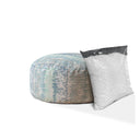 Canvas Round Abstract Pouf Cover - Blue / Gray