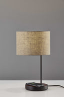 Metal Wood Wireless Charging Table Lamp - Matte Black