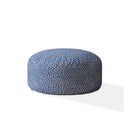 Canvas Round Polka Dots Pouf Cover - Blue / White