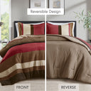 Boulder Stripe - Full/Queen Pieced Comforter Set - Brick