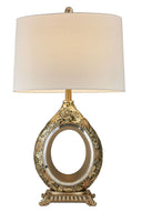 Vintage Table Lamp With Flowers - Silver And Gold