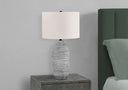 Cylinder Table Lamp With Ivory Drum Shade - Gray - HomeRoots - Table Lamps - Elite Enclave Home