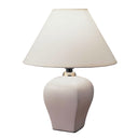 Ceramic Bedside Table Lamp With Off-White Shade - White