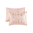 Raina - Metallic Printed Comforter Set - Blush / Gold
