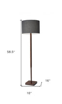Solid Wood Floor Lamp With Dark Gray Fabric Drum Shade - Brown - HomeRoots - Floor Lamps - Elite Enclave Home