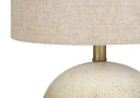 Concrete Round Table Lamp With Beige Drum Shade - Beige - HomeRoots - Table Lamps - Elite Enclave Home