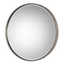 Stefania - Beaded Round Mirror - Pearl Silver