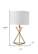 Contemporary Geo Table Lamp With White Shade - Gold