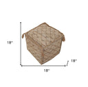 Jute Cube Trellis Pouf Ottoman - Brown