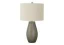 24" Round Table Lamp With Ivory Drum Shade - Gray - HomeRoots - Table Lamps - Elite Enclave Home