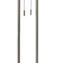 Brushed Task Floor Lamp With Fabric Drum Shade - Silver / White - HomeRoots - Floor Lamps - Elite Enclave Home