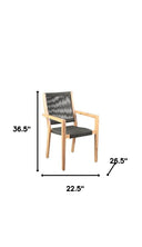 22.5" x 26.5" x 36.5" Wood Solid Wood Outdoor Arm Chair (Set of 2) - Charcoal And Natural