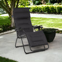 26" Steel Outdoor Zero Gravity Chair With Black Cushion - Black