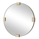 Russo - Travertine Round Mirror - Bronze / Brown / Gold - Uttermost - Accent Mirrors - Elite Enclave Home