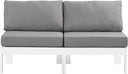 Nizuc - Outdoor Patio 2 Seat Armless Modular Sofa With White Frame - Meridian Furniture - Stationary Sectionals- Elite Enclave Home