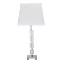 Crystal Geo Cubed Table Lamp With Sharp Corner Square Tapered Shade - Clear White