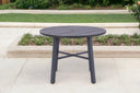 Rounded Metal Outdoor Dining Table With Umbrella Hole - Black