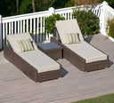 78" Indoor Outdoor Chaise Lounge With Beige Cushion (Set of 2) - Brown